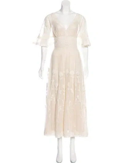 Pre-owned Dior 2018 Eyelet-trim Sheer Dress W/ Tags In Neutral