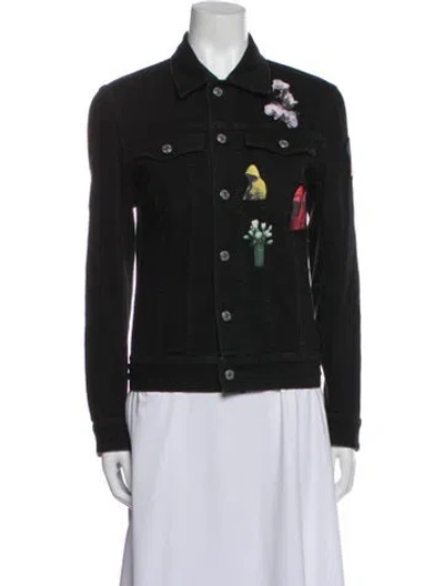Pre-owned Dior 2018 Floral Print Denim Jacket In Black