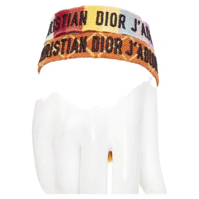 Pre-owned Dior 2018 J'a Friendship Bracelet Set Of 2 Embroidered Logo Bracelets In Multiple