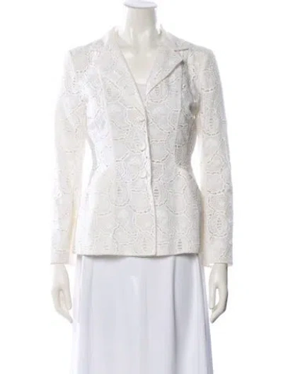 Pre-owned Dior 2018 Lace Pattern Blazer In White