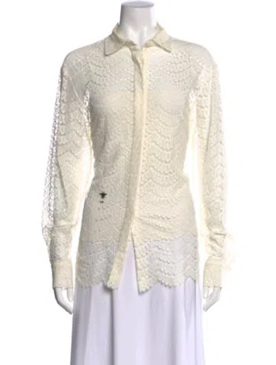 Pre-owned Dior 2018 Lace Pattern Blouse In White