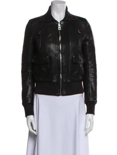 Pre-owned Dior 2018 Lamb Leather Bomber Jacket In Black