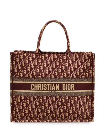 Pre-owned Dior 2018 Large Oblique Book Tote Bag In Red