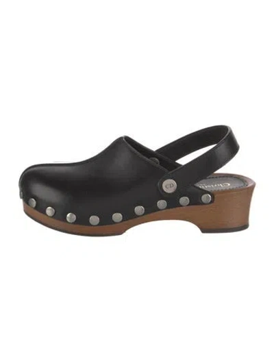 Pre-owned Dior 2018 Leather Slingback Flats In Black