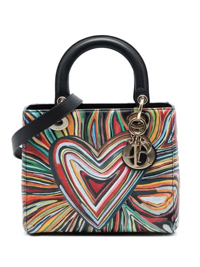 Pre-owned Dior 2018 Limited Edition Amour Medium Calfskin Lady  Satchel In Black