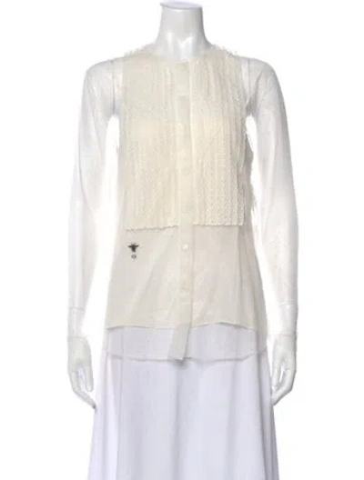 Pre-owned Dior 2018 Long Sleeve Blouse In White