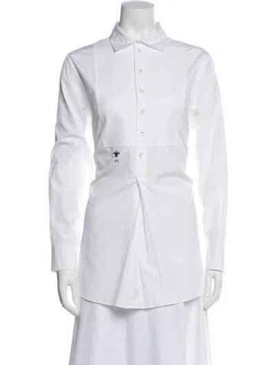 Pre-owned Dior 2018 Long Sleeve Button-up Top In Neutral