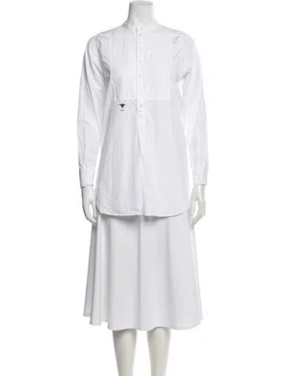Pre-owned Dior 2018 Long Sleeve Button-up Top In White