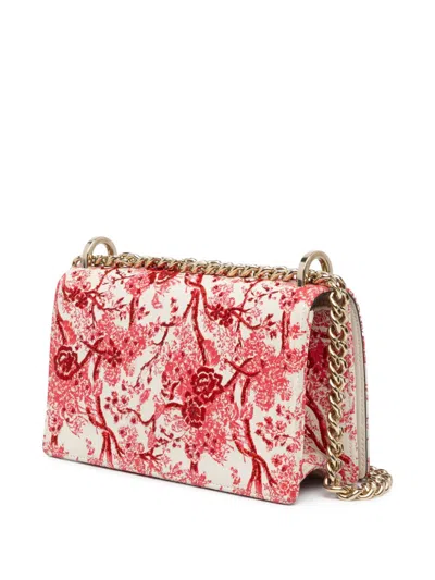 Pre-owned Dior 2018 Medium Calfskin Embroidered Floral Toile De Jouy Ama Flap Crossbody Bag In Red