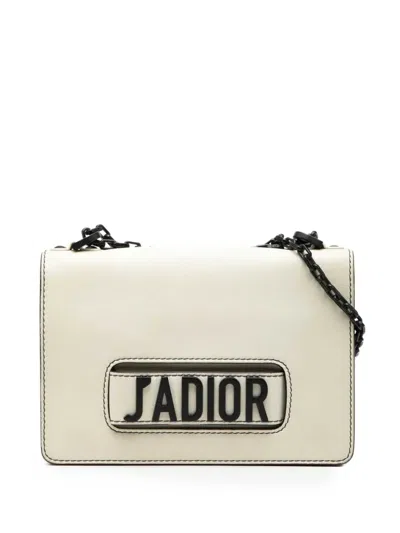 Pre-owned Dior 2018 Medium Calfskin Ja Chain Flap Shoulder Bag In Black
