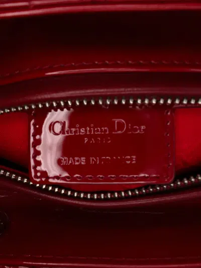 Pre-owned Dior 2018 Medium Patent Cannage Lady  Satchel In Red