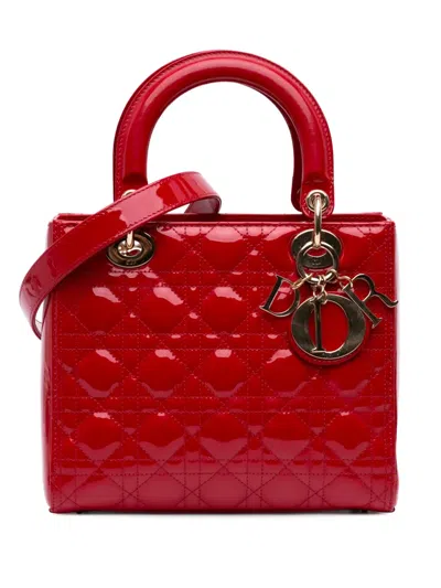 Pre-owned Dior 2018 Medium Patent Cannage Lady  Satchel