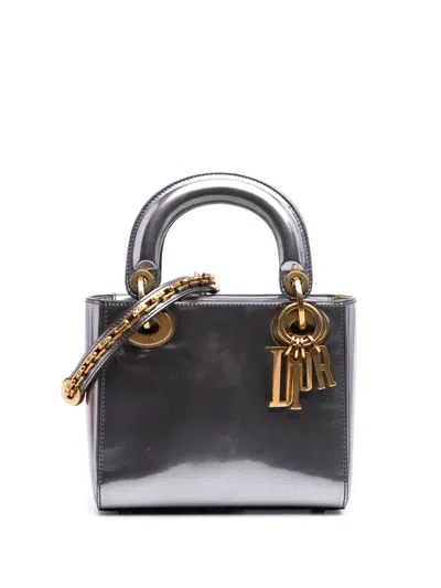 Pre-owned Dior 2018 Mini Metallic Glazed Calfskin Lady  Satchel