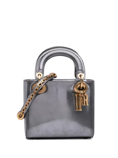 Pre-owned Dior 2018 Mini Metallic Glazed Calfskin Lady  Satchel