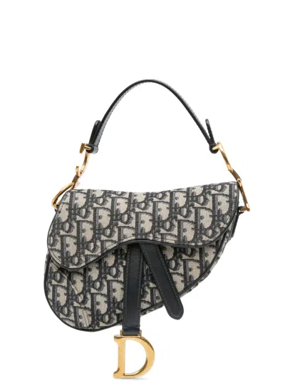 Pre-owned Dior 2018 Mini Oblique Canvas Saddle Bag Satchel