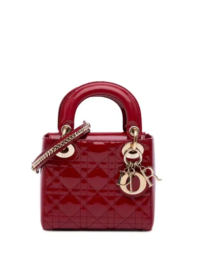 Pre-owned Dior 2018 Mini Patent Cannage Lady  Satchel