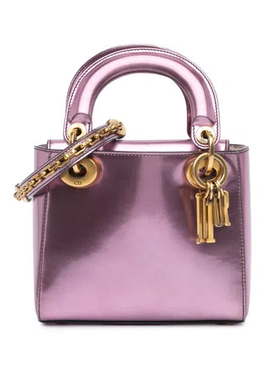Pre-owned Dior 2018 Mini Patent Lady  Satchel In Purple