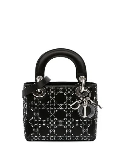 Pre-owned Dior 2018 Mini Satin Cannage Strass Crystal Embellished Lady  Satchel
