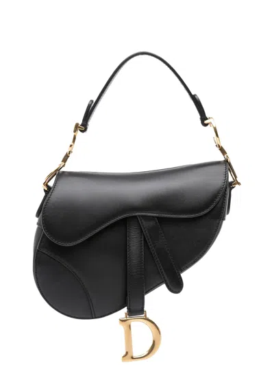 Pre-owned Dior 2018 Mini Smooth Calfskin Saddle Bag Satchel In Black
