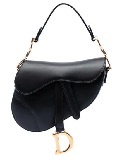 Pre-owned Dior 2018 Mini Smooth Calfskin Saddle Bag Satchel In Black