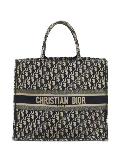 Pre-owned Dior 2018 Oblique Book Tote Bag In Blue