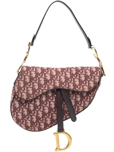 Pre-owned Dior 2018 Oblique Canvas Saddle Bag Shoulder Bag In Red