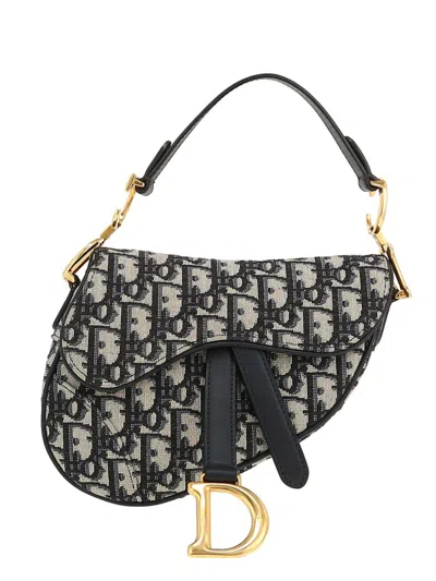 Pre-owned Dior 2018 Oblique Saddle Mini Bag In Neutrals