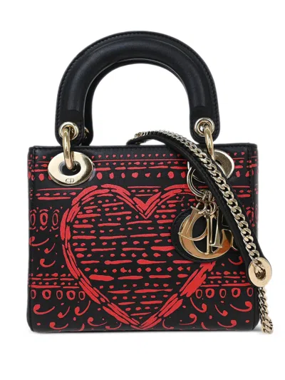 Pre-owned Dior 2018 Small Lady  Playing Cards Tote Bag In Black