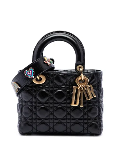 Pre-owned Dior 2018 Small Lambskin Cannage My Abc Lady  Satchel In Black