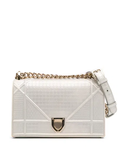 Pre-owned Dior 2018 Small Metallic Patent Microcannage Ama Flap Crossbody Bag