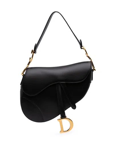 Pre-owned Dior 2018 Smooth Calfskin Saddle Bag Shoulder Bag In Black