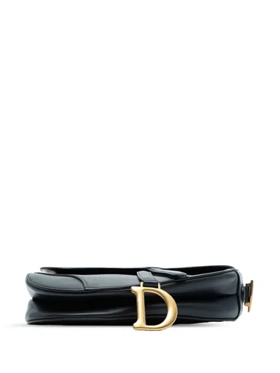 Pre-owned Dior 2018 Smooth Calfskin Saddle Bag Shoulder Bag In Black
