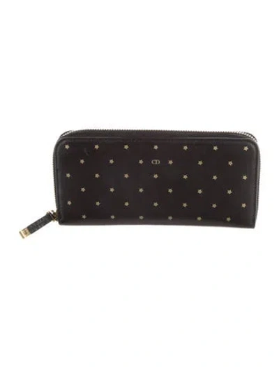 Pre-owned Dior 2018 Stars Voyageur Continental Wallet In Black