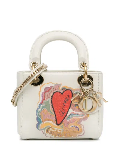 Pre-owned Dior 2018 X Niki De Saint Phalle Amour Mini Lady  Satchel In White