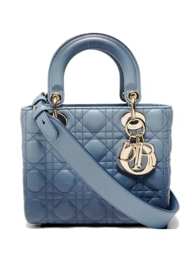 Pre-owned Dior 2018-2021 Small Lady  Cannage-leather Tote Bag In Blue