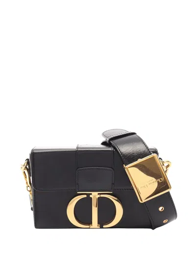 Pre-owned Dior 2018-2026 Leather 30 Montaigne Box Bag Crossbody Bag In Black