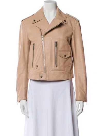 Pre-owned Dior 2019 Calf Leather Biker Jacket In Neutral