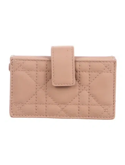 Pre-owned Dior 2019 Cannage Pattern Card Holder In Neutral