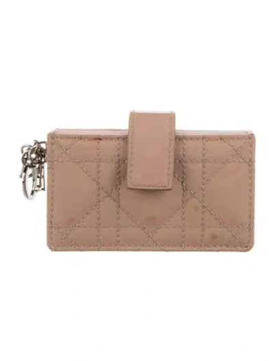 Pre-owned Dior 2019 Cannage Pattern Card Holder In Pink