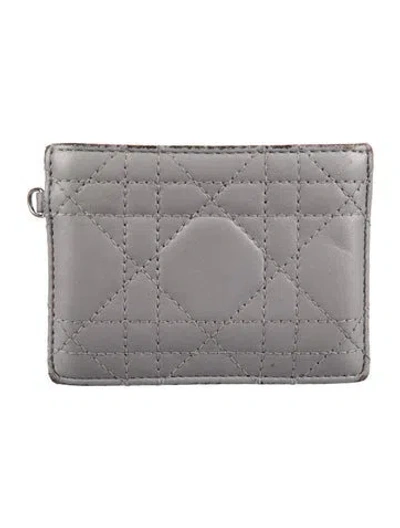Pre-owned Dior 2019 Cannage Pattern Wallet In Gray