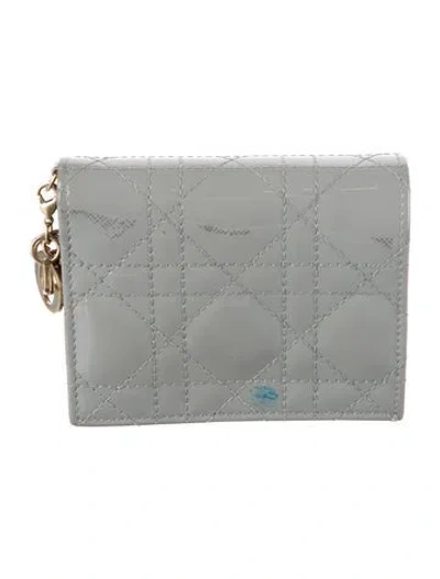 Pre-owned Dior 2019 Cannage Pattern Wallet In Grey