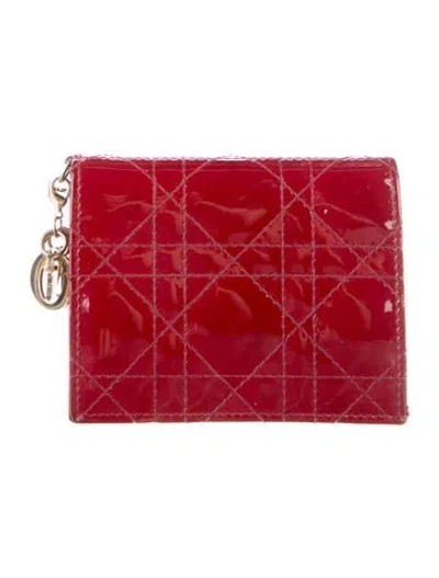 Pre-owned Dior 2019 Cannage Pattern Wallet In Red