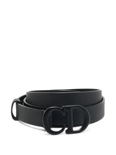 Pre-owned Dior 2019 Cd-logo Leather Belt In Black