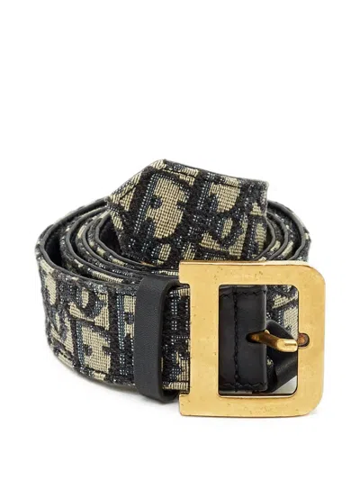 Pre-owned Dior 2019 Quake Oblique Canvas Belt In Blue