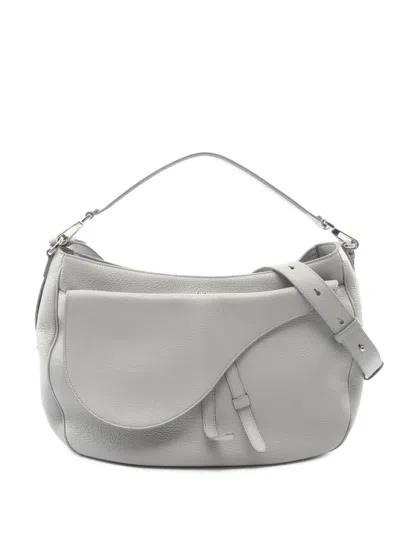 Pre-owned Dior 2019 Grained Calfskin Soft Saddle Satchel In Blue