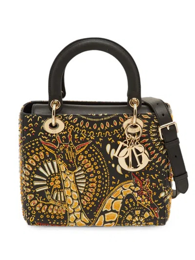 Pre-owned Dior 2019 Lady  Animals Embroidered Tote Bag In Black