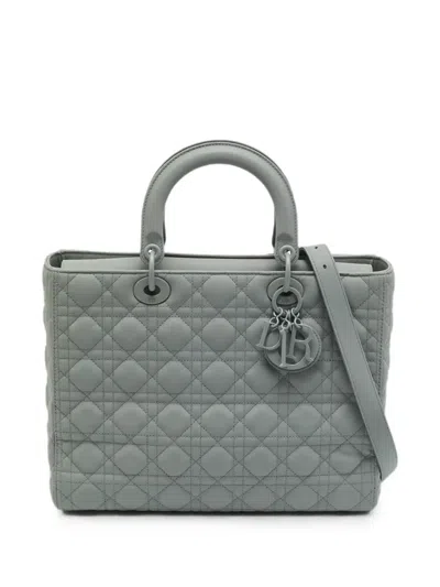 Pre-owned Dior 2019 Large Lady  Tote Bag In Grey