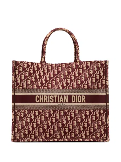 Pre-owned Dior 2019 Large Oblique Book Tote Bag In Red