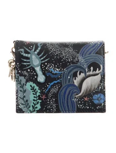 Pre-owned Dior 2019 Leather Compact Wallet In Black