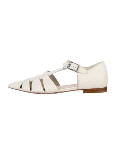 Pre-owned Dior 2019 Leather Mary Jane Flats In White